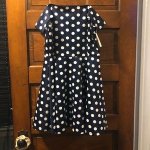 Off shoulder poka dot dress